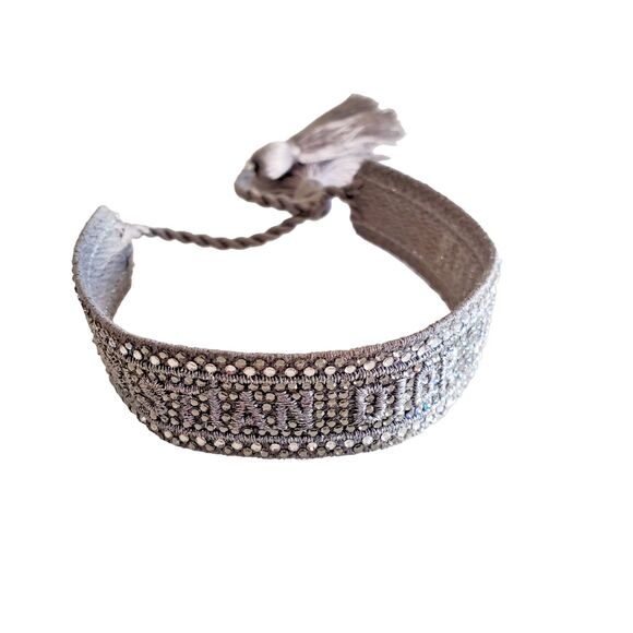Christian Dior J'Adior Gray Embroidered Logo Friendship Bracelet - Picture 1 of 5